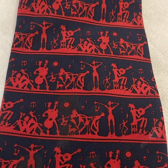 Charleston Tie Rack Navy Blue & Red 100% Silk Tie Necktie Made in Italy 60"x3.75 - Picture 8 of 8